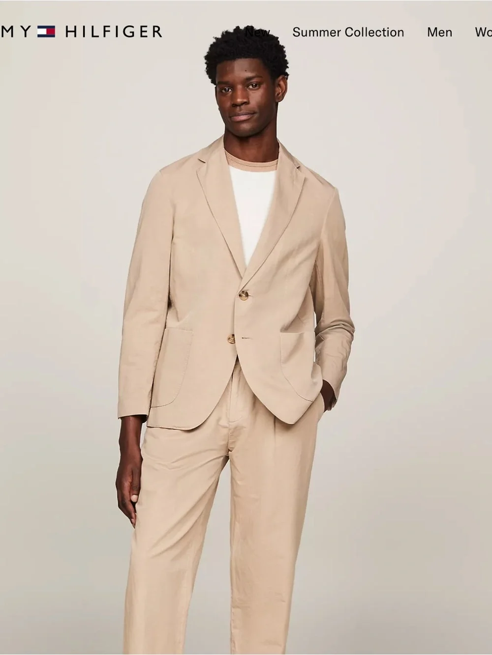 Tommy Hilfiger Men's Beige Suit Jacket and Pants set
